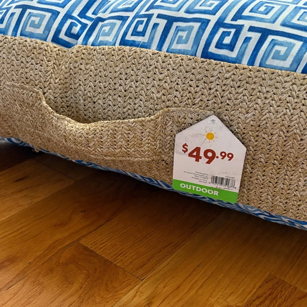 Blue and Tan Outdoor cushion set of 2 Tracy Boyd 21x21